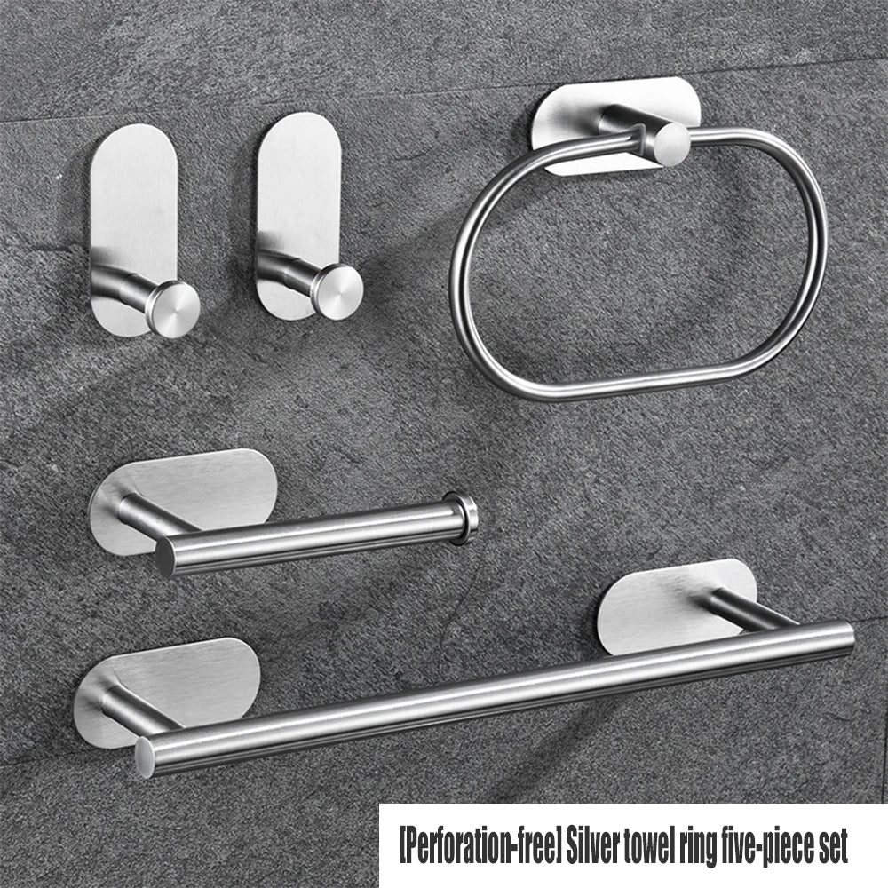 support rangement salle bain argenté moderne porte serviettes papier toilette adhésif minimaliste pièces