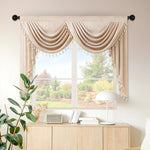 rideau polyester beige clair classique opacique 105cm largeur variable decoration fenetre cuisine salon