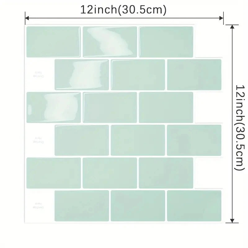 carrelage mural autocollant vert pastel moderne résistant l'eau feu facile poser nettoyer 12x12 pouces