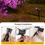 projecteur solaire led étanche spots ip65 abs noir moderne jardin