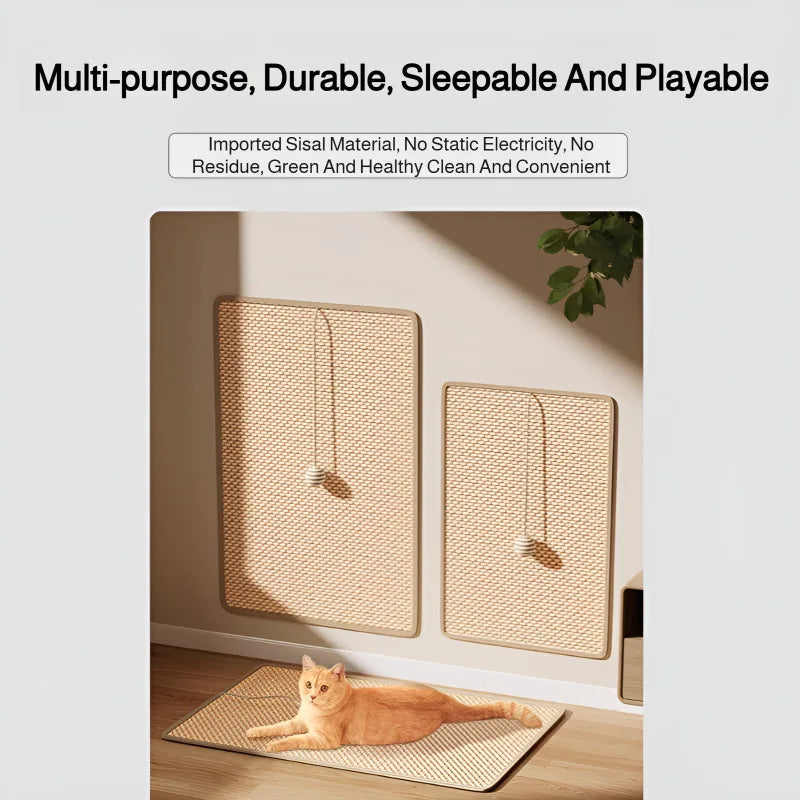tapis gratter sisal moderne beige clair chats velcro 20x40cm 25x50cm 30x60cm 50x90cm