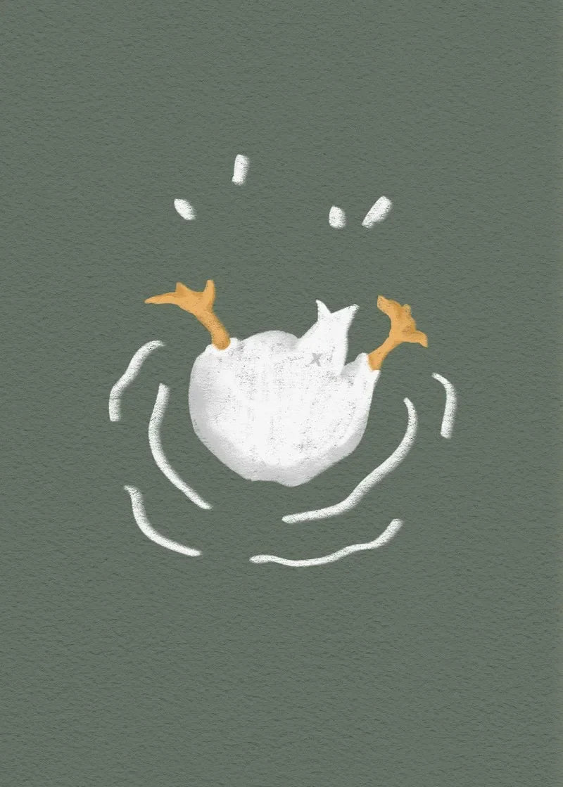décoration murale aquarelle canards quack illustration minimaliste vert olive chambre salon erotique