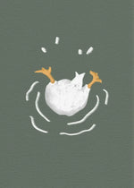 décoration murale aquarelle canards quack illustration minimaliste vert olive chambre salon erotique