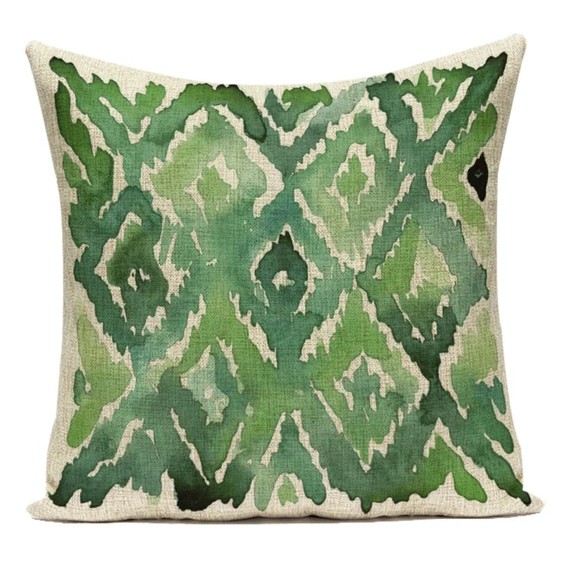 coussins carrés modernes motifs géométriques feuilles vertes tropicales couverture polyester coton