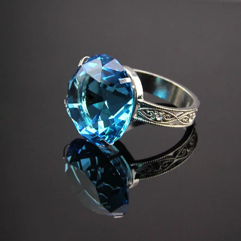 bagues ornements strass violet blanc bleu vert élégantes vintage 40mm
