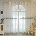 rideau blanc broderie florale transparent classique maison anneaux inclusion