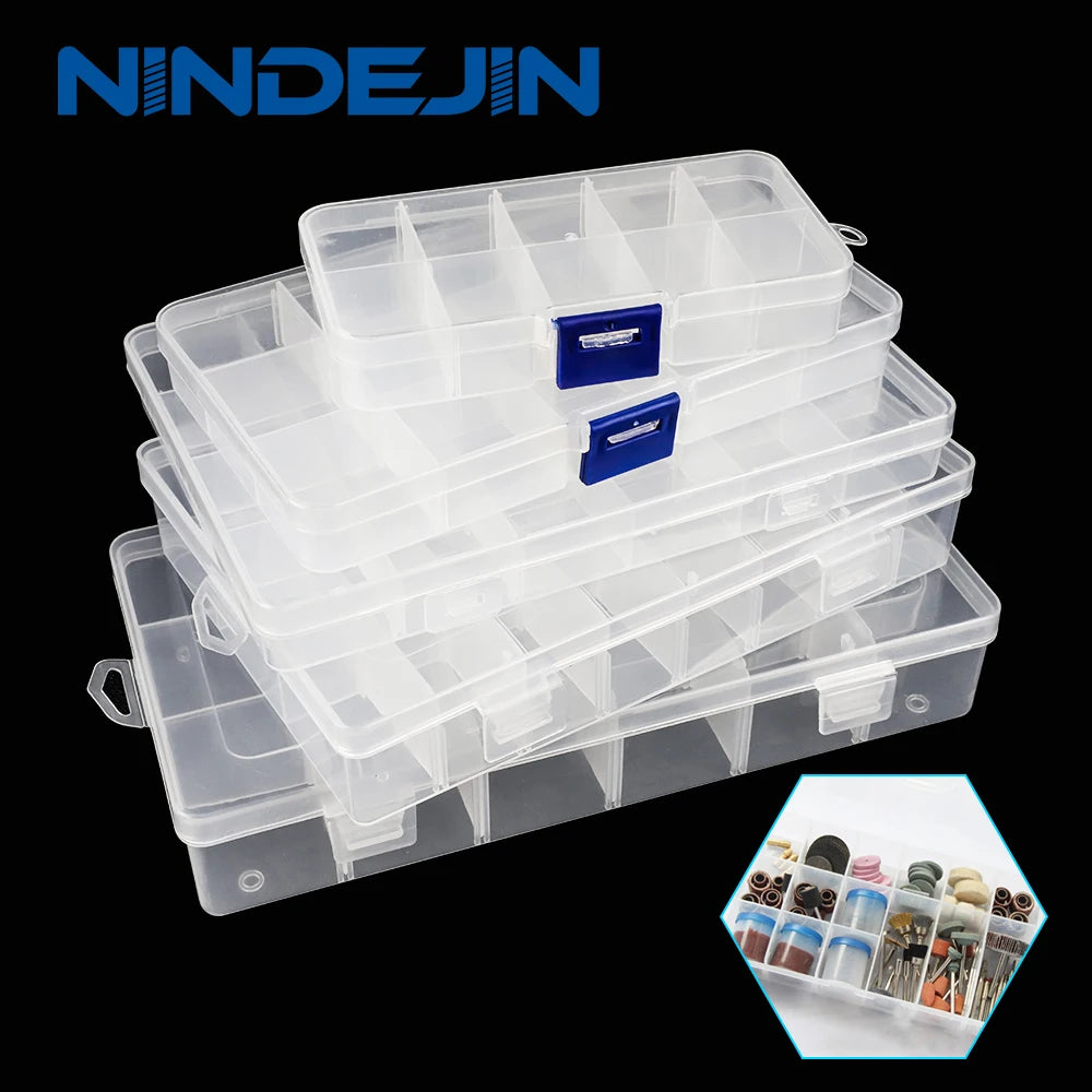 boîtes rangement transparentes modulaires grilles détachables organisation pratique bijoux outils écologiques plastique pp respectueux