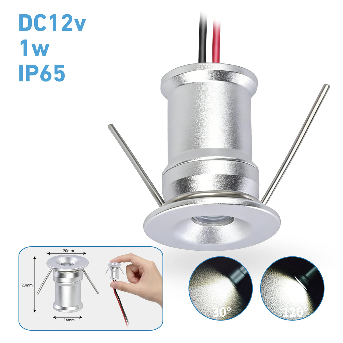 Spot LED argent noir blanc mat moderne ip65 1w 12v waterproof 480mm