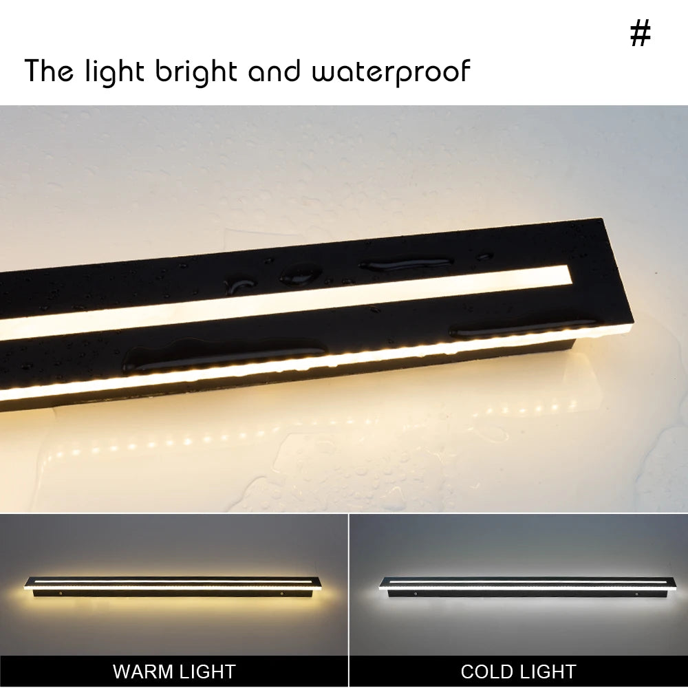 lampe murale led extérieure moderne noir blanc 40cm 60cm 80cm 100cm 120cm