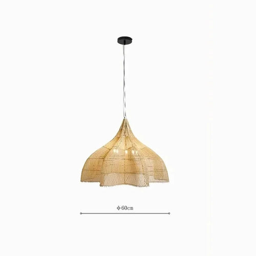 suspension lumineuse rotin tissée main boho rustique naturelle salon cuisine maison d'hôtes