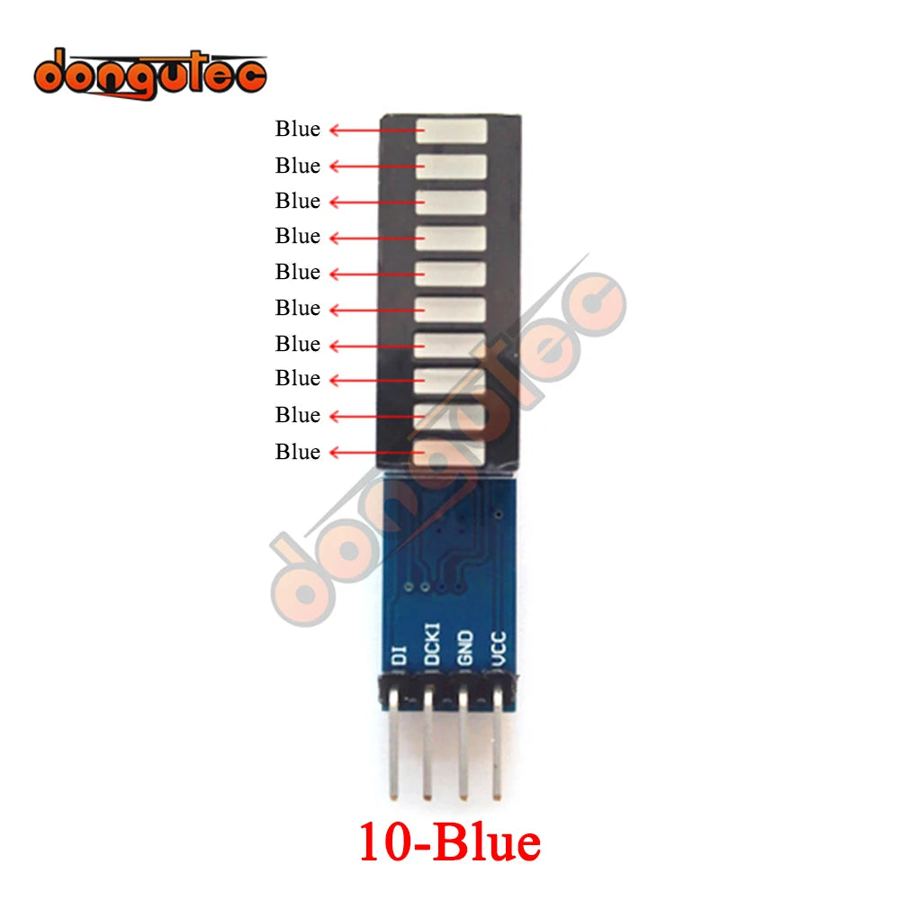 affichage led bleu circuit imprimé électronique sans fixation 10 segments batterie