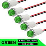 ampoules indicatrices led rouge vert jaune bleu blanc 12v 24v câbles pré serrés