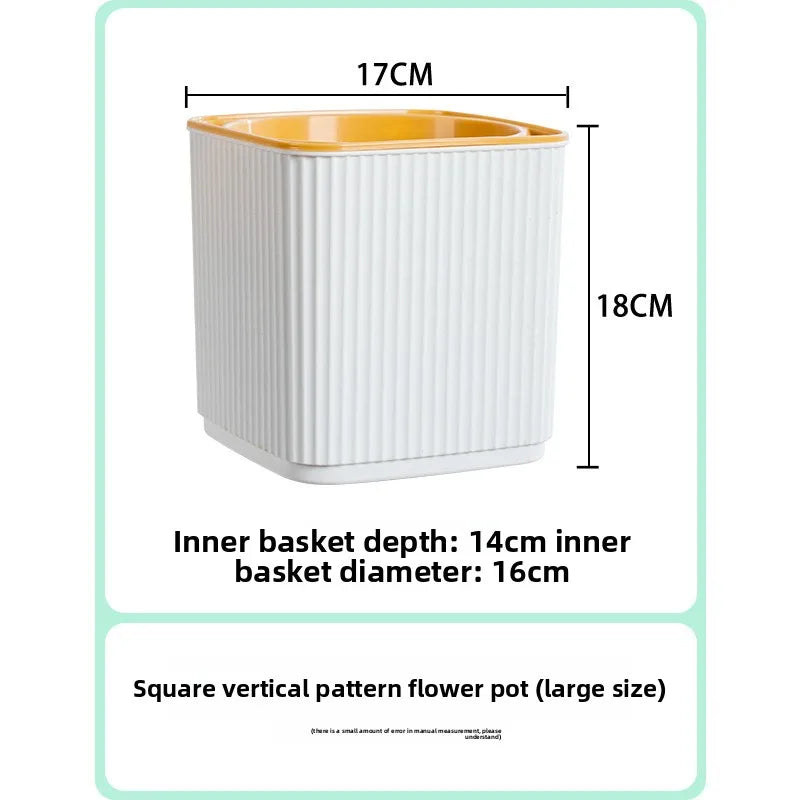 pots carrés auto arrosage plante verte intérieur balcon nordique rayures verticales plastique épaisseau