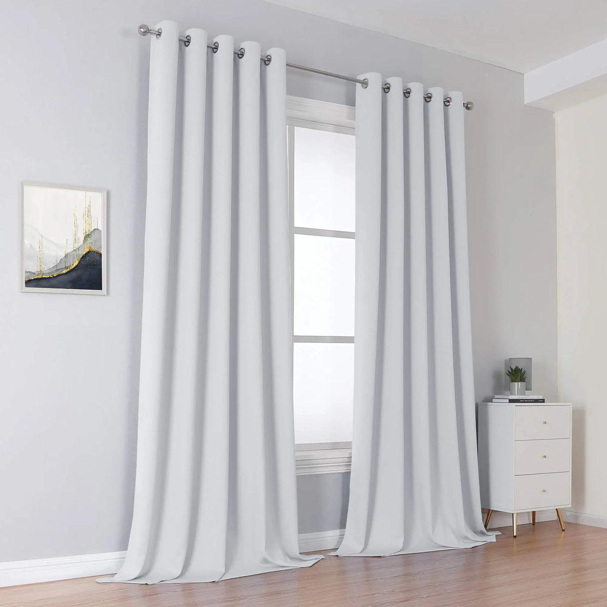 rideau blanc opacique moderne uni polyester chambre salon thermique
