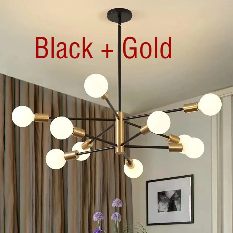lampe suspendue moderne scandinave noir or sphères translucides structure géométrique