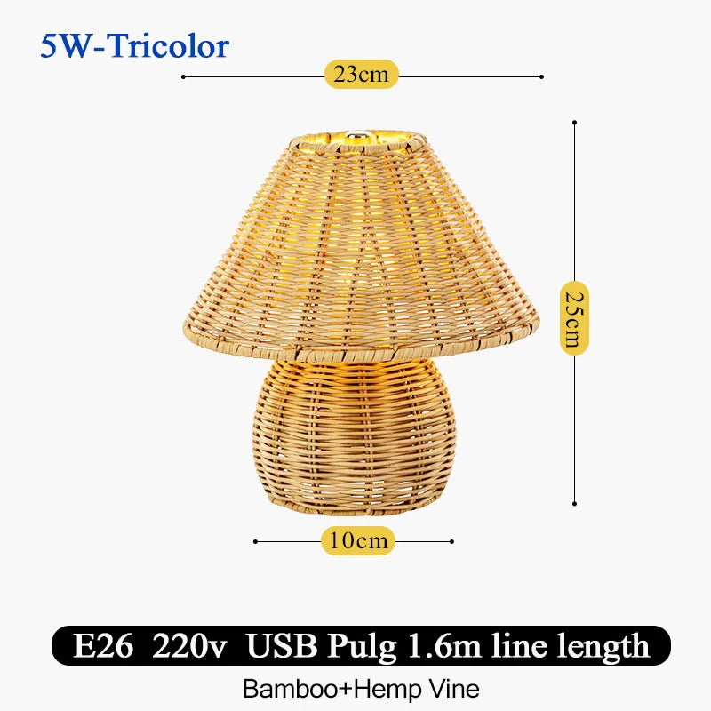 lampe table moderne tressée bambou marron clair éclairage salon USB