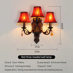 lampe murale classique fer forgé tissu rouge vert bleu marron