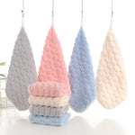 serviettes toilette pièces essuie mains polyester carré moderne douces bouclées anneau métallique gris rose