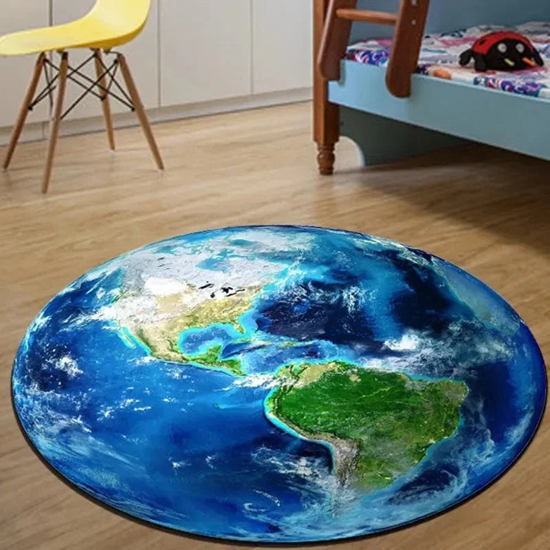 tapis rond moderne terre lune vénus floral polypropylène polyester décoration chambre hôtelextérieur