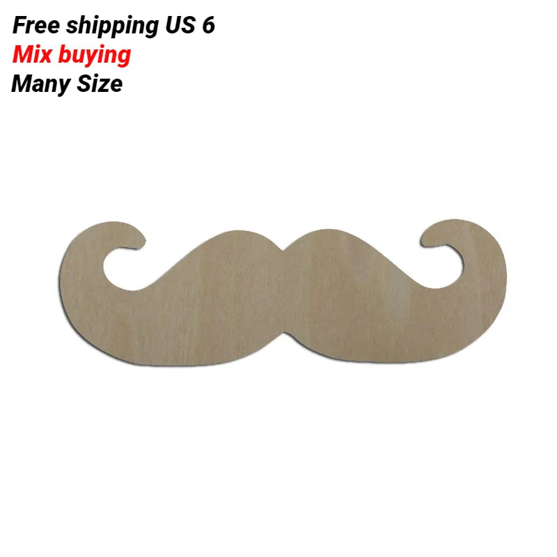 Forme d'homme en bois découpé moustache vierge pour décoration chambre
