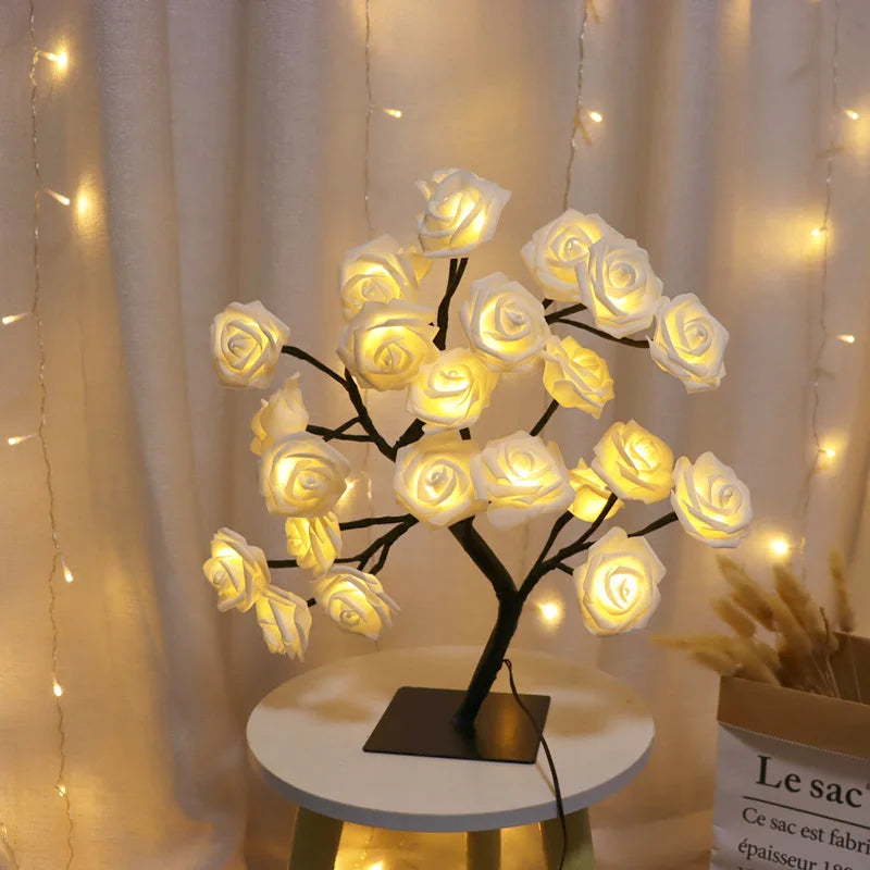 veilleuse arbre roses led rose jaune bleu blanc moderne chambre enfant camping festives adjustable