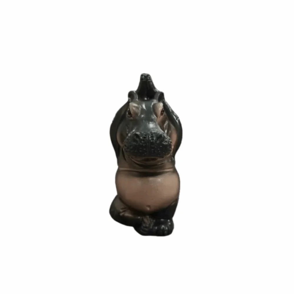 statuette hippopotame résine noir marron pose yoga méditation moderne minimaliste