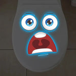 stickers toilette visage souriant yeux grands ouverts adhésifs amovibles cartoona lumineux salle bain bleu