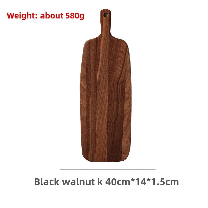 planche découper bois marron grain naturel moderne rustique poignée anneau double face respectueuse environnement