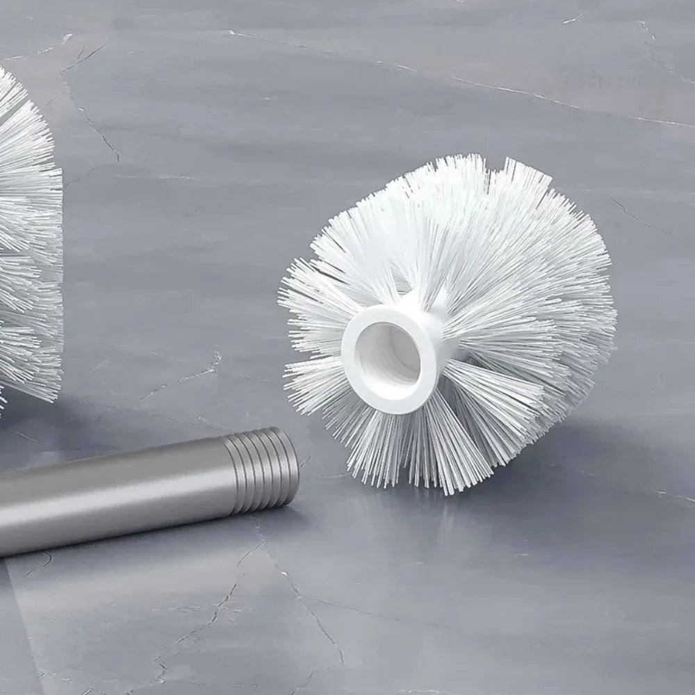 brosse wc blanche moderne fibres vis poignée métallique durable plastique