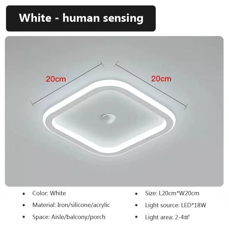 lampe moderne led sensor mouvement blanc noir minimaliste aluminium fer