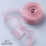 rubans organza transparents classiques adhésifs décoration mariage emballage cadeau noir rouge bleu vert