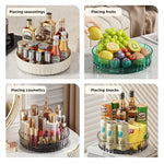 organisateur rotatif transparent moderne rangement cuisine condiments boissons alcoolisées cosmétiques snacks bouteilles bocaux