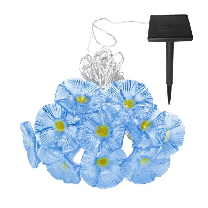 guirlande lumineuse solaire moderne 10 led bleu clair fleurs artificielles piquet autoinstallationextérieur
