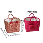 panier tissu carreaux rouge blanc vintage poignées détachables rangement multiple chambre enfant