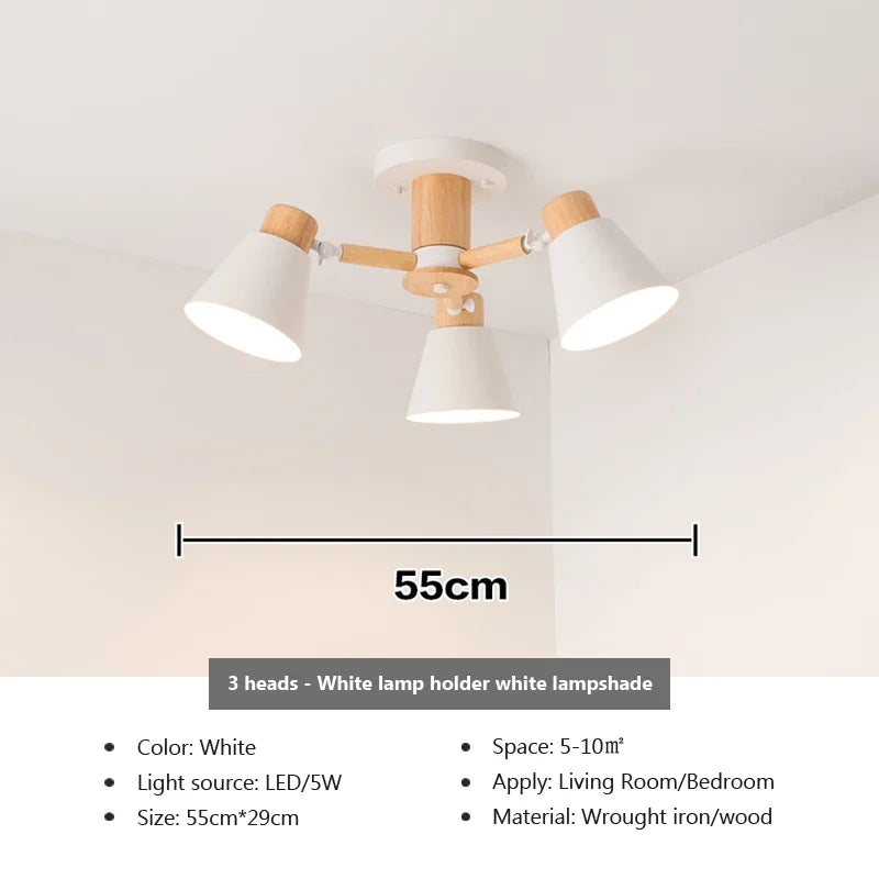 lampe suspendue conique bois blanc moderne scandinave ampoules e27 ajustable suction chambre salonhôtel restaurant
