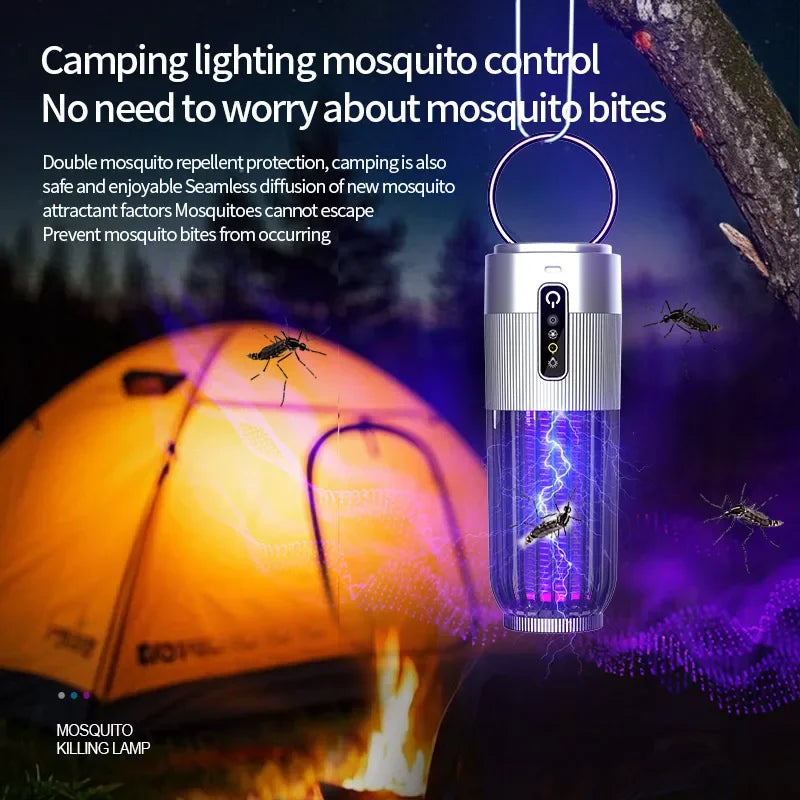 lampe anti moustiques rechargeable piege insectes camping maison noir gris rayures vertical moderne compact