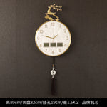horloge murale moderne ornement cerf cadre doré aiguilles tissu noir pompon nouveau chinois