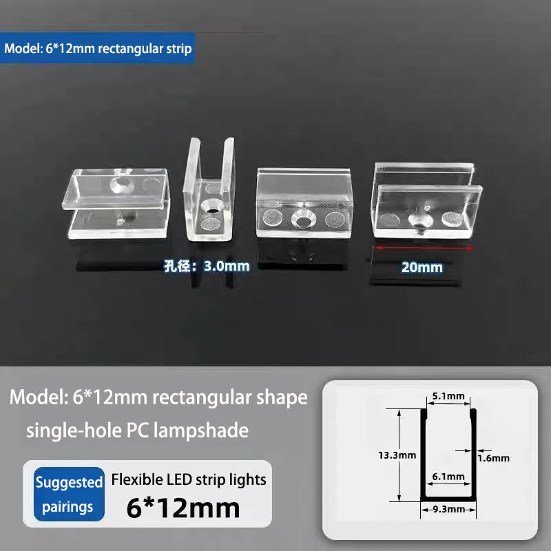 clips fixation ruban led transparent moderne 8x16mm 6x12mm vis pack 100pcs