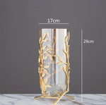 vase moderne élégant doré branches stylisées transparent pieds sculptés decoration maison table