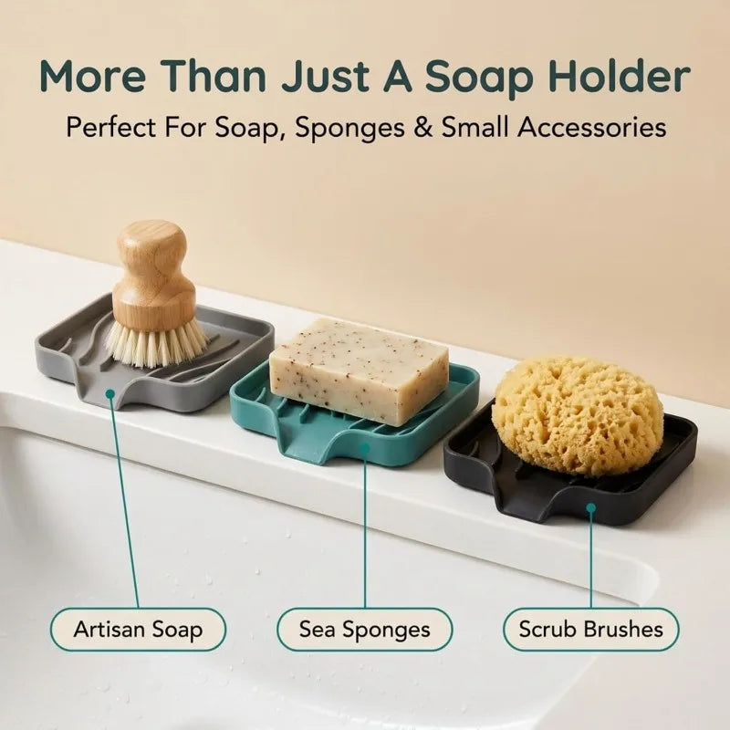 support savon silicone antidérapant moderne gris noir bleu facile nettoyer salle bain cuisine