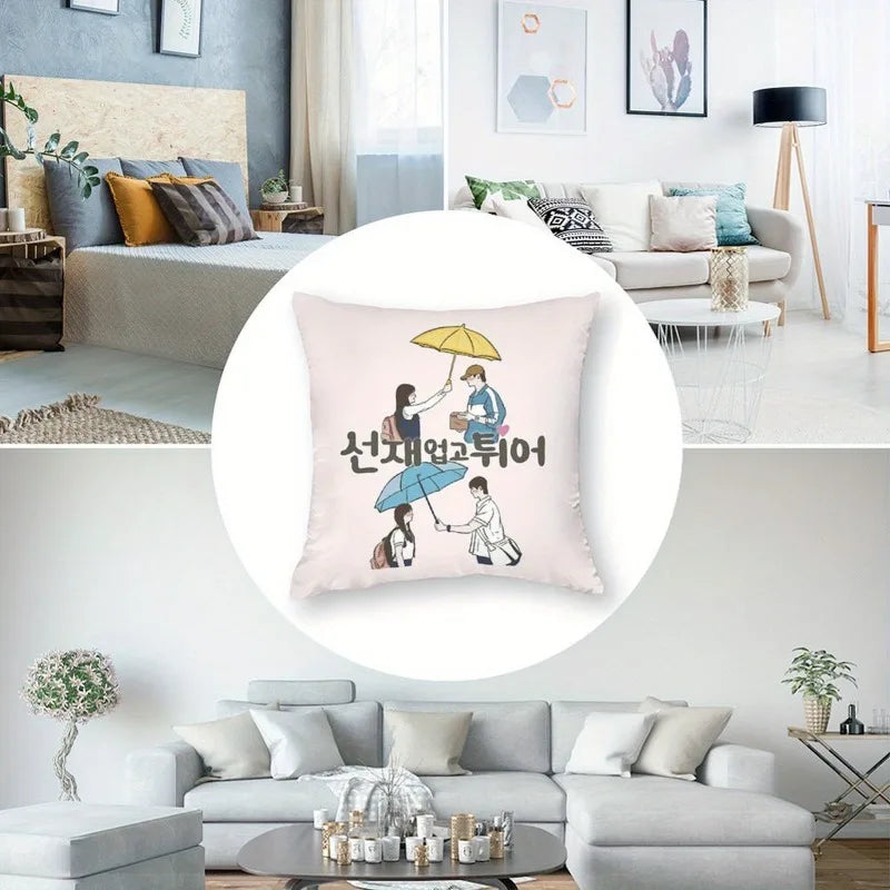 coussin peluche coréen parapluie dessin animé rose clair 45x45cm lit voiture décoration chambre
