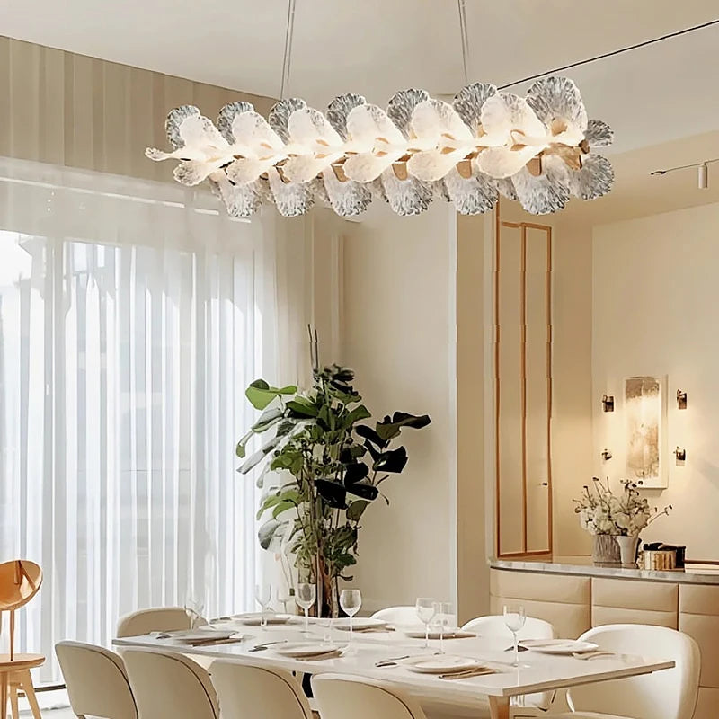lampe suspendue moderne blanche fleurs relief acrylique translucide chambre restaurant led dimmable