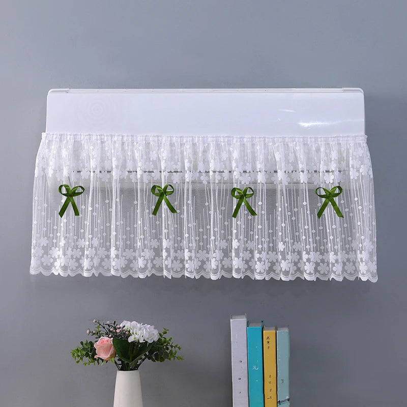 couverture climatiseur moderne dentelle brodée fleurs blanc translucide anti poussière chambre coucher