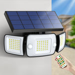 lampe solaire moderne panneaux solaires bleus deux capteurs mouvement ip65 led jaunes autonomes