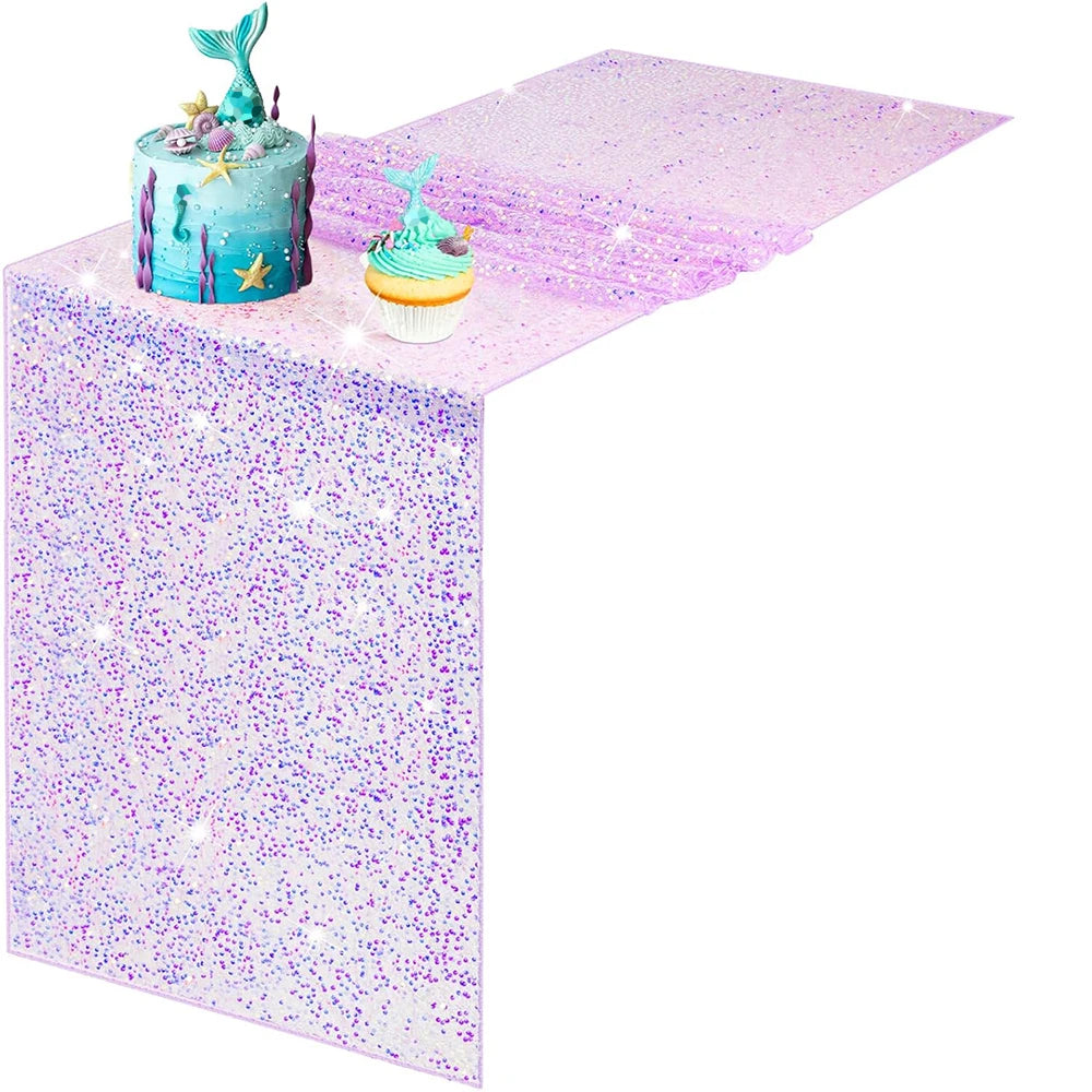 nappe table paillette scintillante sirène fête anniversaire baby shower violet rose festive