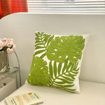 coussin carré moderne motif feuilles tropicales brodé polyester 45x45cm décoration maison voiture