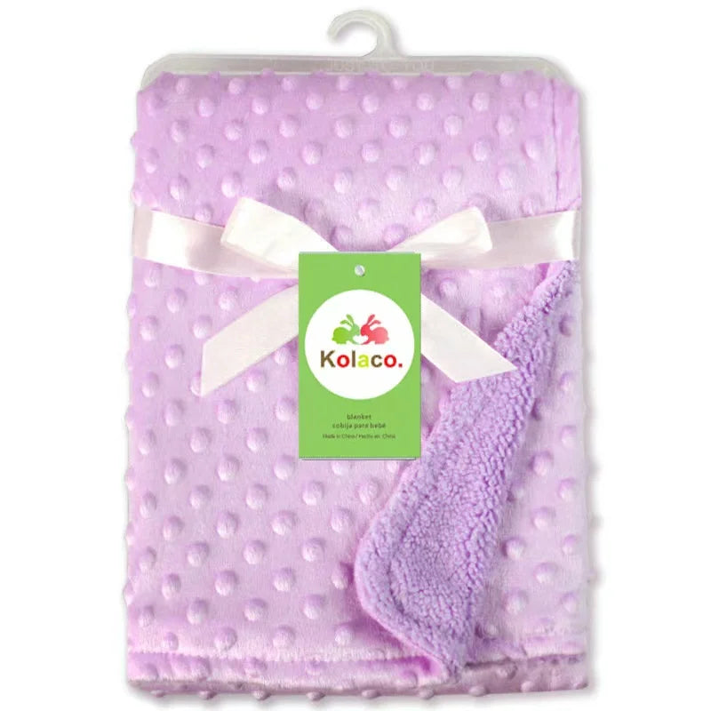 couverture bébé bleu clair motif points polaire douce hiver été maternité unisexe coton solide