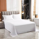 drap plat blanc lisse moderne deux taies oreillers blancs lisses lits simples doubles maison