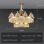 lustre suspendu cristal brillant doré élégant salon chambre 2000 82000 lumens 90 260V