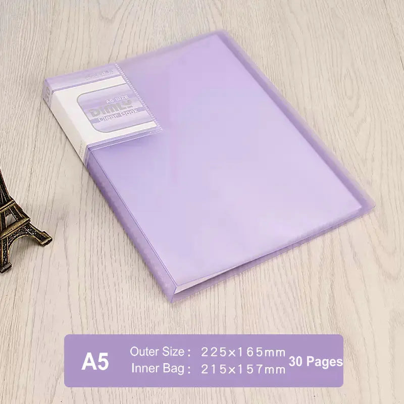 classeur transparent pvc a5 b5 organiseur documents scolaire scolaire moderne violet